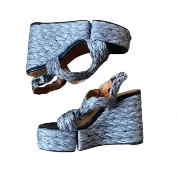 Robert Clergerie Ally Raffia Platform Wedge Sandal Womens Size US 6.5 - Picture 2 of 11